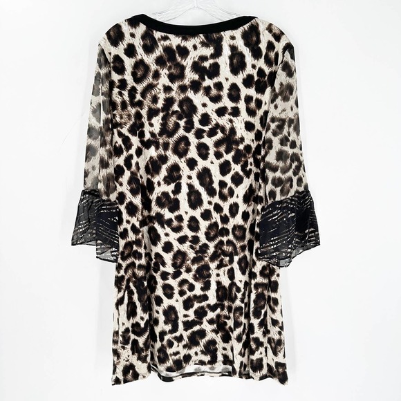 Style & Co Leopard Bell Sleeve Tunic Blouse Mini Dress - Picture 5 of 6
